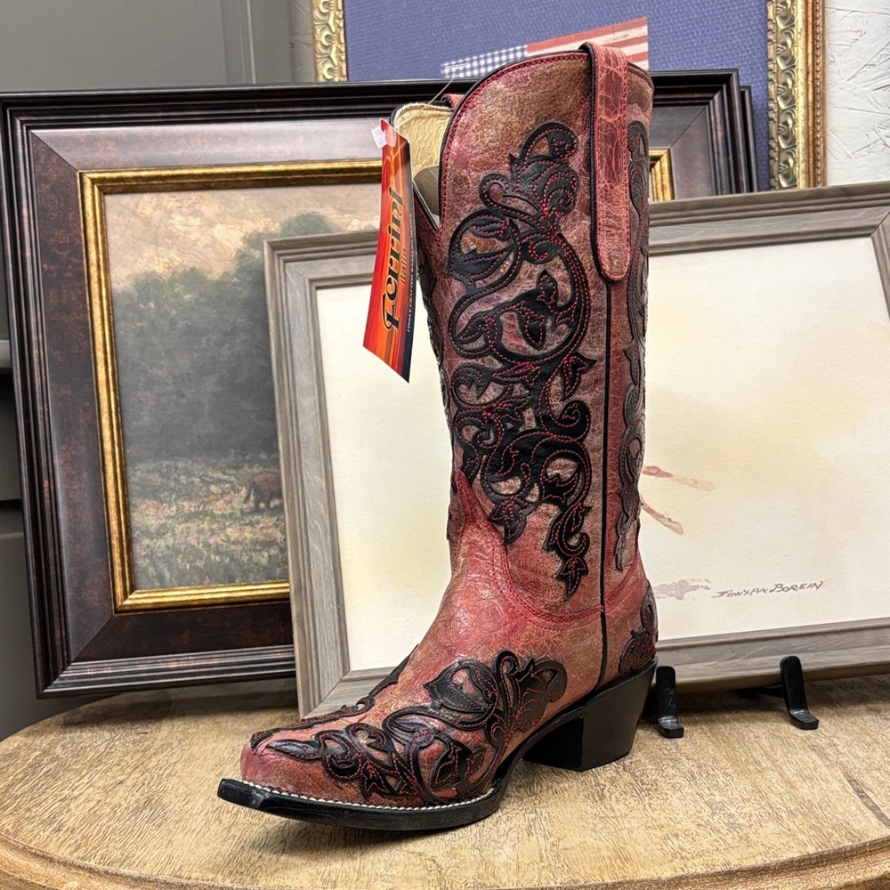 Ferrini Red and Black Heeled Boots